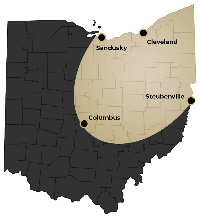 High Pointe Exteriors service area map covering Central Ohio High Pointe Exteriors service area map covering Central Ohio